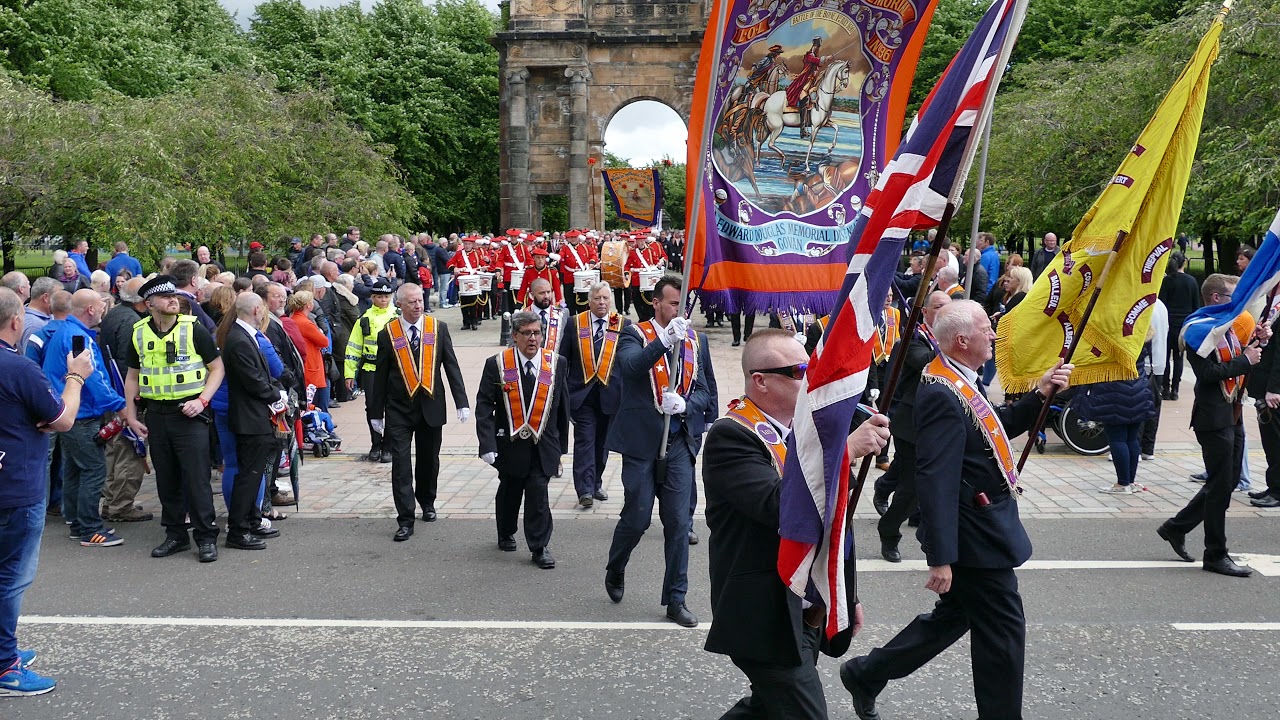 Glasgow's Annual Boyne Demonstration Orange Order Walk departing Glasgow Green