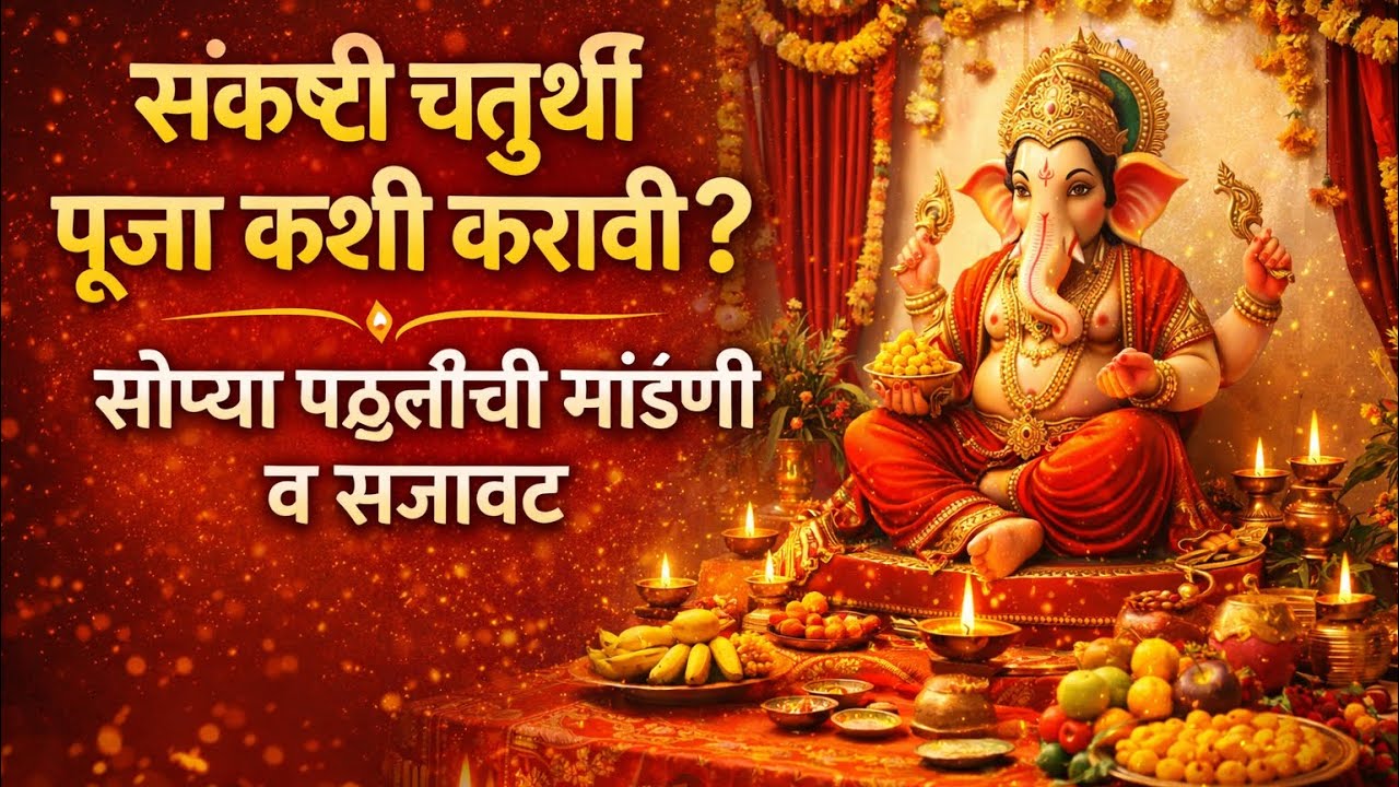 संकष्टी चतुर्थी पूजेची मांडणी | घरगुती सोपी सजावट व पूजा विधी