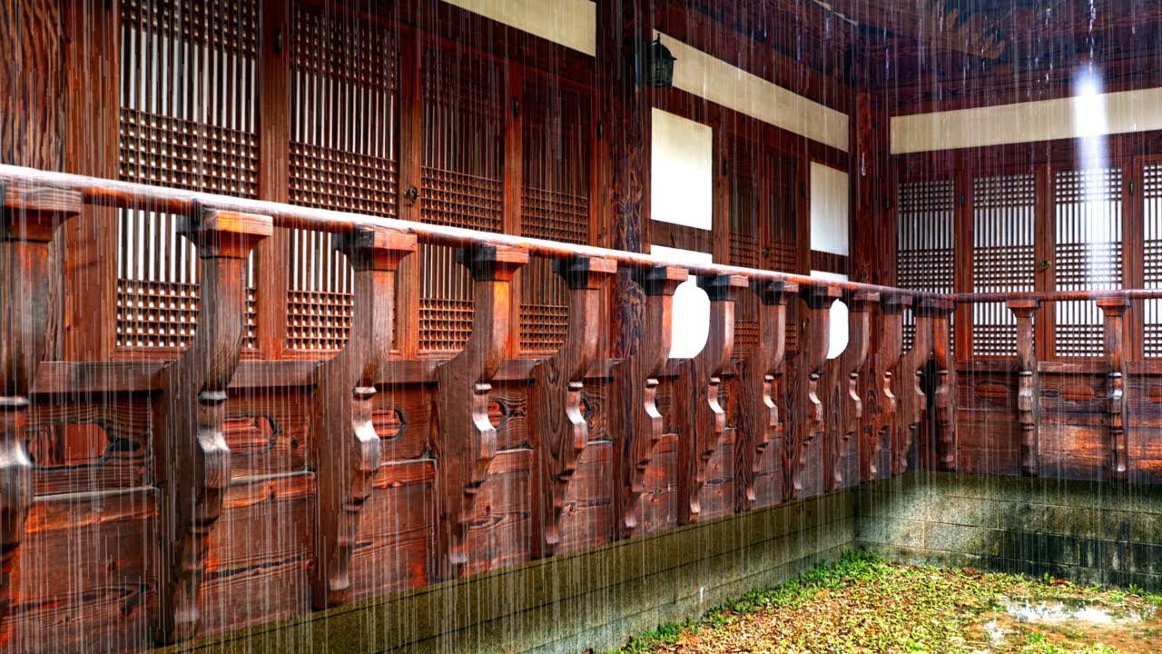 [ASMR] Rain Under Korean Hanok Eaves 🌧️ | 8 Hours of White Noise for Sleep & Meditation