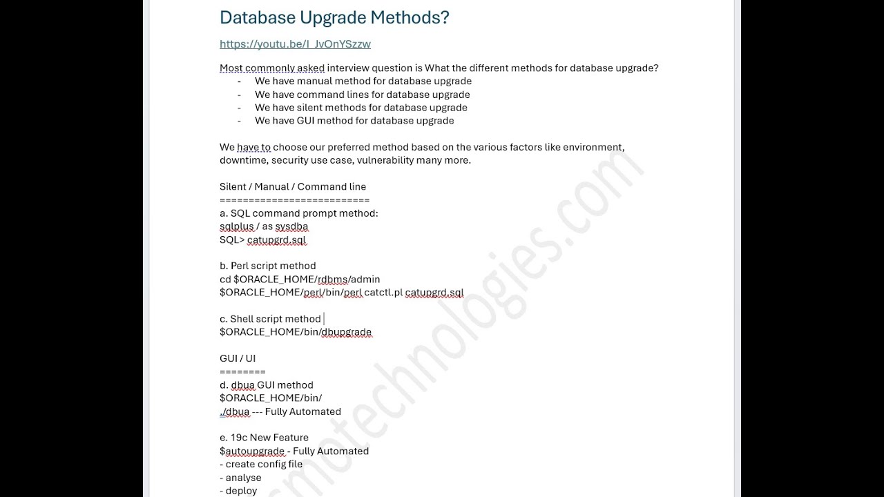 Database Upgrade Methods?
