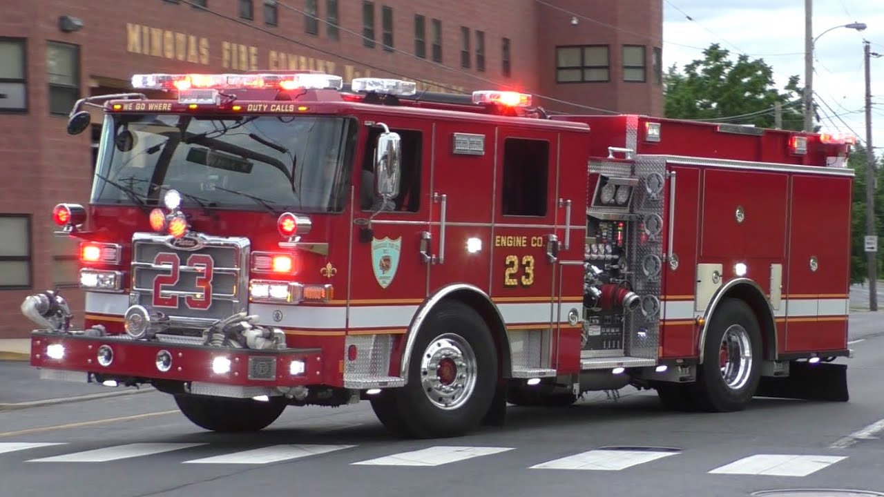 Minquas Fire Company BRAND NEW Engine 23, Rescue 23 & A-23 Responding W/ Fire Siren Activation