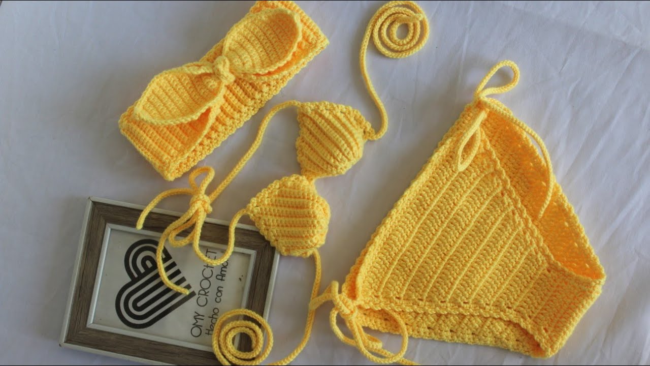 Traje de baño tejido a crochet para bebe / top conchitas de mar / paso a paso / 1 parte