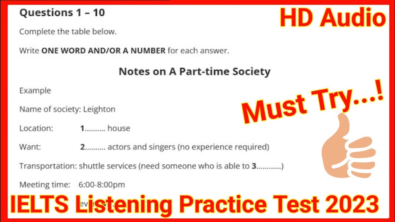 Notes on a Part-time Society IELTS Listening | IELTS Listening Practice Test 2023 With Answer #ielts