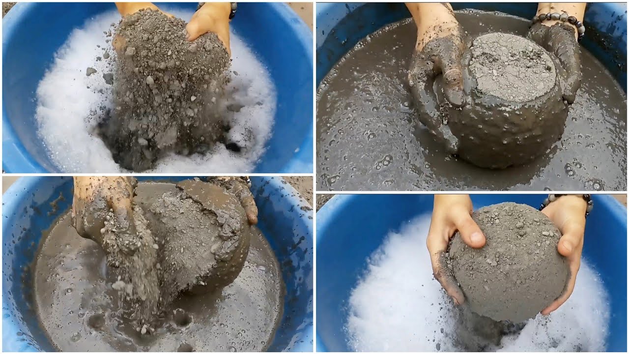 Asmr: Super Soft Gritty Stoney Concrete Whole Crumbling +Whole  Dipping + Mixing & Floor Crumbling🤍🖤