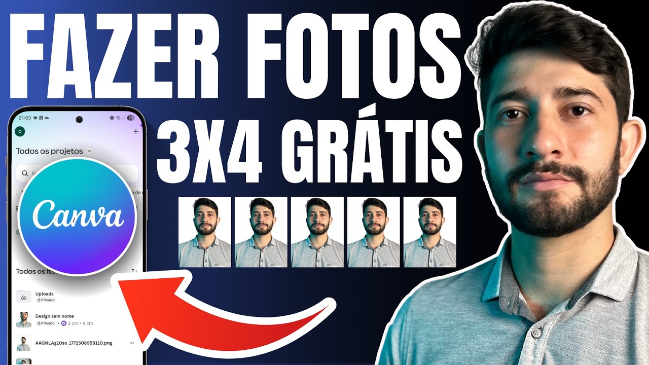 Como Fazer FOTO 3x4 no CELULAR pelo CANVA - DE FORMA GRATUITA!