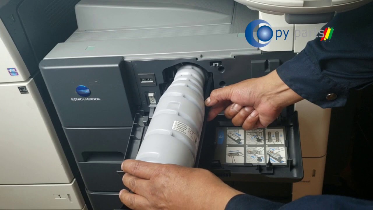 Como Reemplazar Cambiar Toner en la bizhub 223, 283, 363, bizhub 423
