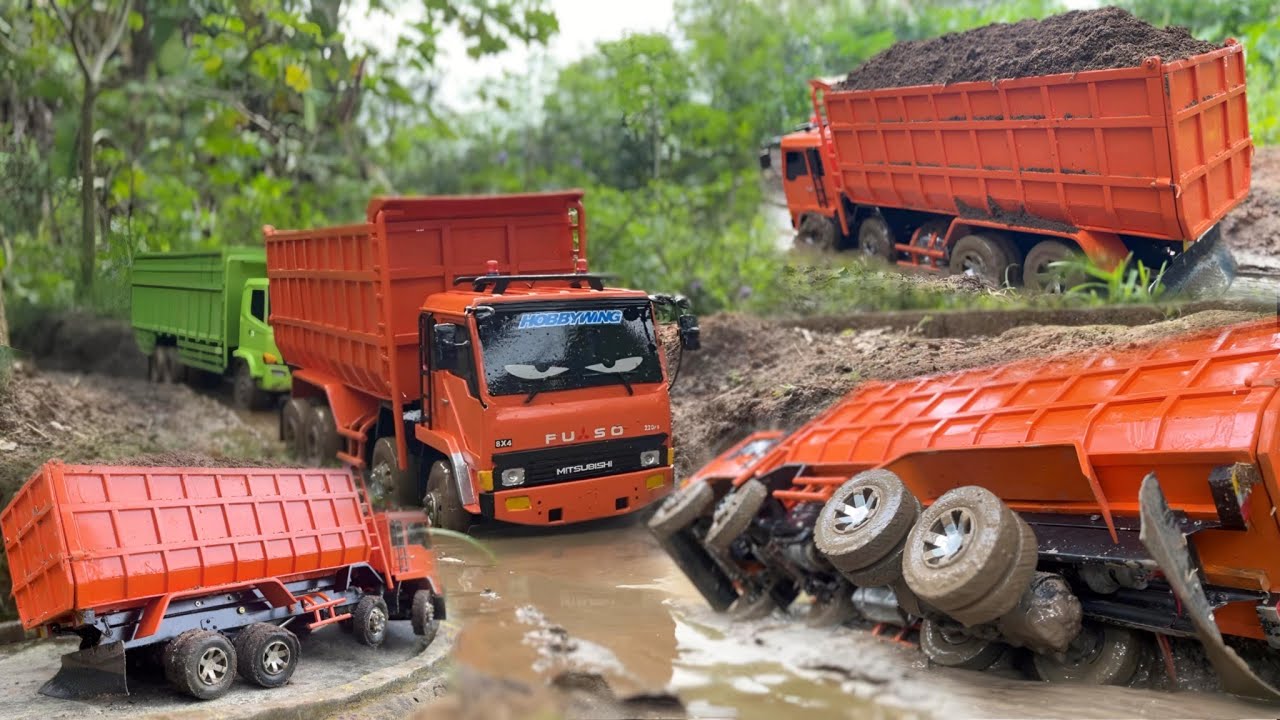Truk Oleng ‼️ PERDANA Mobil Rc Dump Truk Mitsubishi fuso trinton 8&times;4 220ps langsung terguling