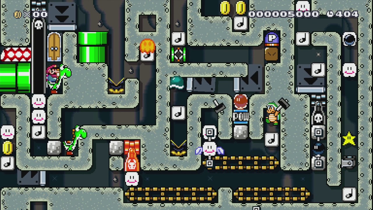 ヨッシーが敵を食べると作動するピタゴラスイッチ by たか - SUPER MARIO MAKER - NO COMMENTARY 1bi