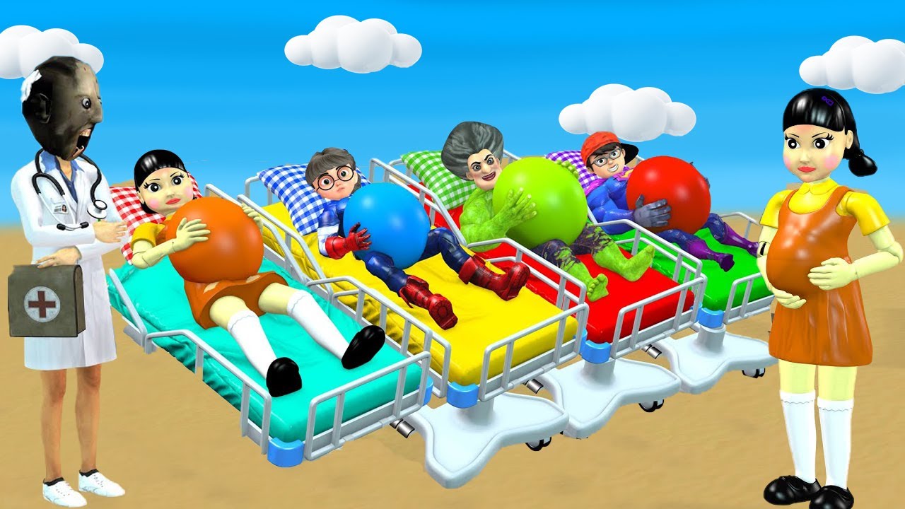 Scary Teacher 3D vs Squid Game Foot Motorbike Climb Wooden Ladder Kill Monster 5 Times Challenge