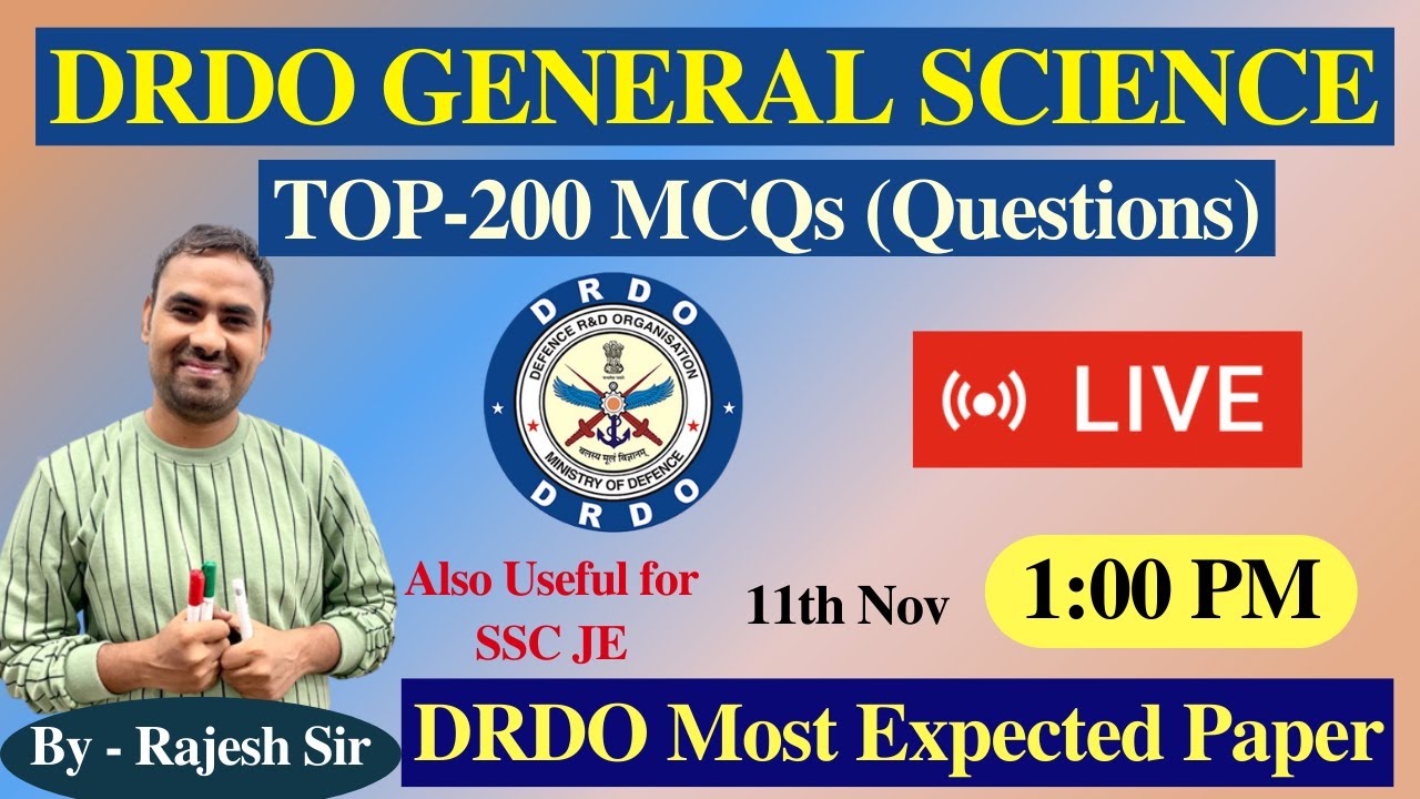 DRDO CEPTAM-10 GENERAL SCIENCE 2022 | TOP 200 MCQs | DRDO CEPTAM-10 Expected Paper