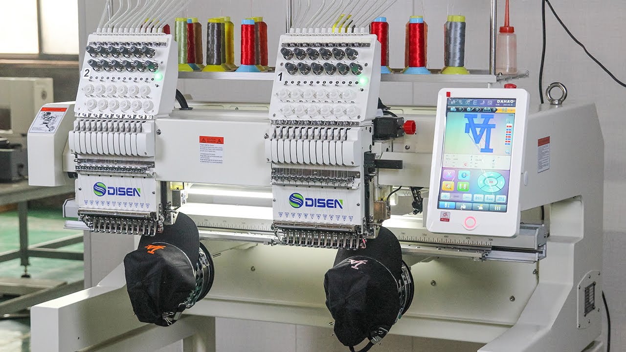 Dual head computer embroidery machine operation video how to use an embroidery machine step by step