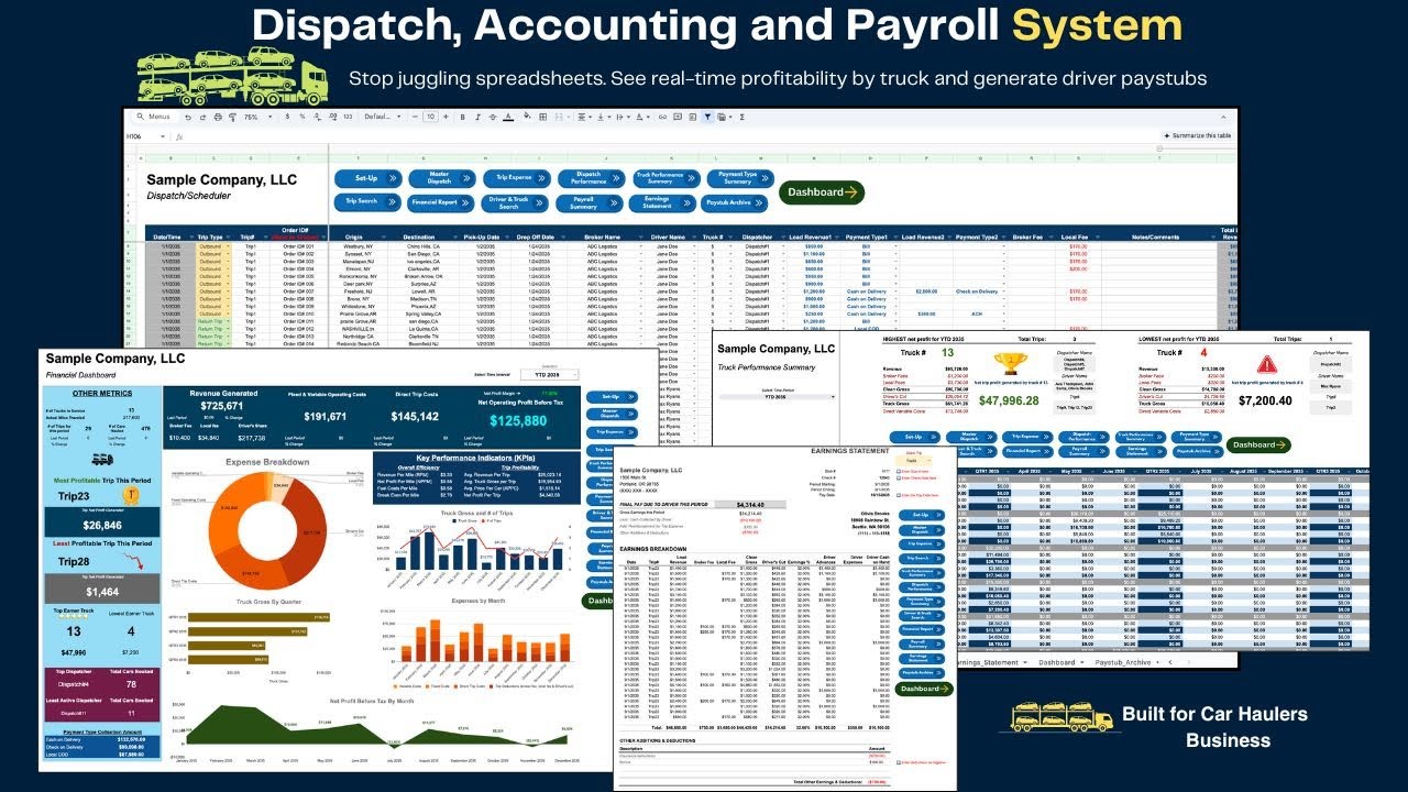 Auto Transport Dispatch, Accounting, & Settlement System - Car Hauler Business