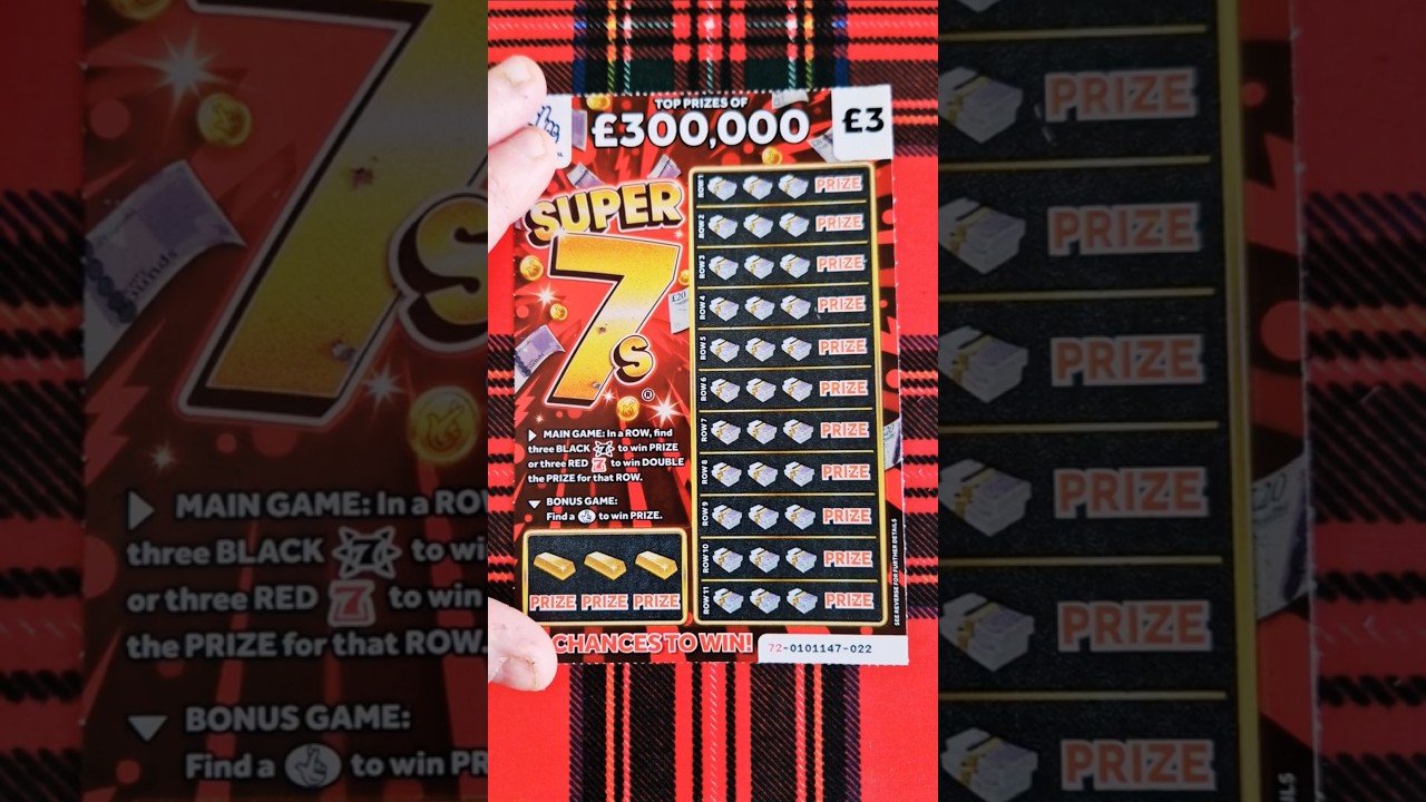 £3 super 7s lotto scratch card  