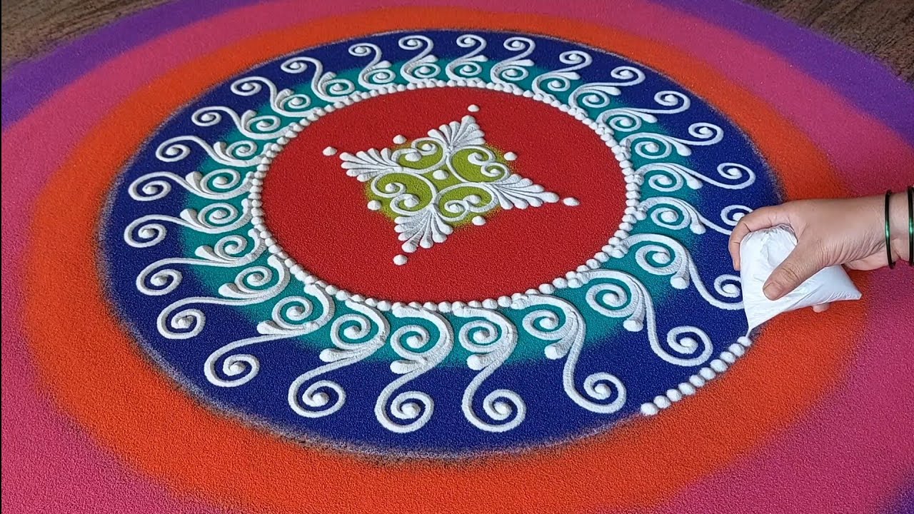 Beautiful Sanskar Bharti Rangoli Using Plastic Bag | सुंदर संस्कार भारती रांगोळी काढायला शिका
