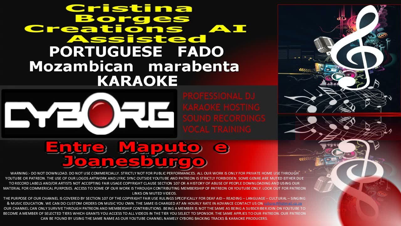 PORTUGUESE FADO Mozambican marabenta KARAOKE Entre Maputo e Joanesburgo Cristina Borges Creations