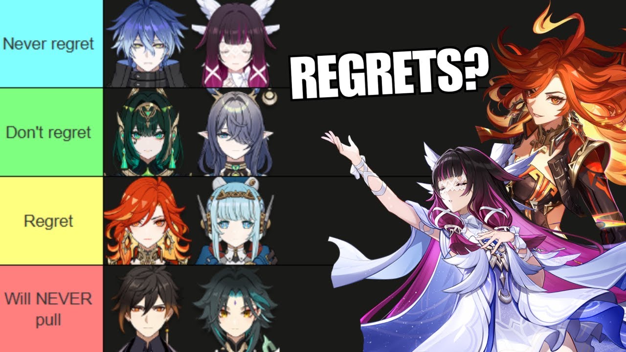 WHICH GENSHIN CHARACTERS DO I REGRET MOST AFTER PLAYING FOR 3.5 YEARS? (TIERLIST) | Genshin Impact
