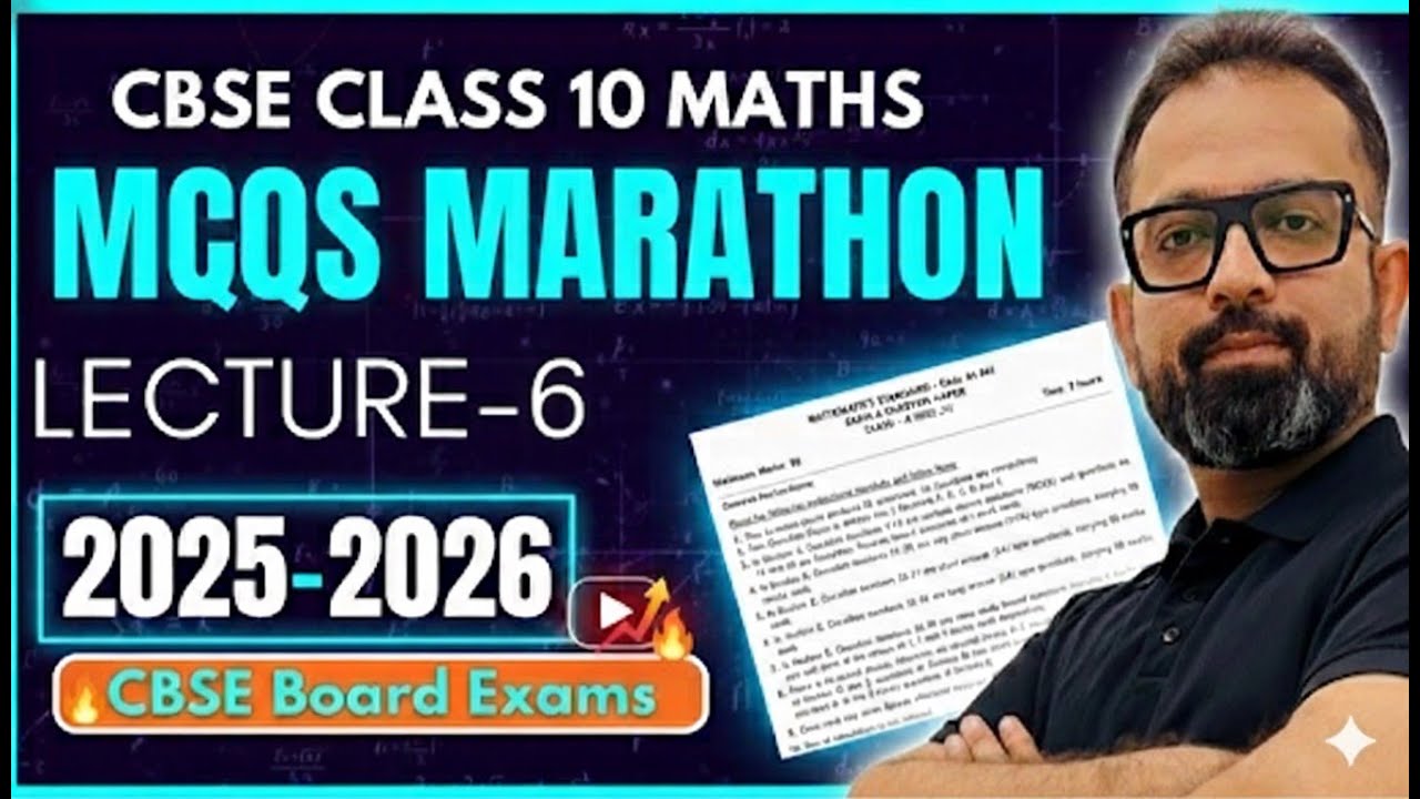 Most Important MCQs Marathon of Class 10 Maths Lecture-6 | Maths Board Exam 2026 Revision by JP Sir