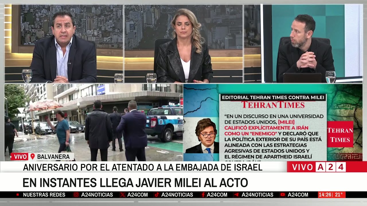 📢 JAVIER LLEGA AL ACTO POR EL ANIVERSARIO DEL ATENTADO A LA EMBAJADA DE ISRAEL