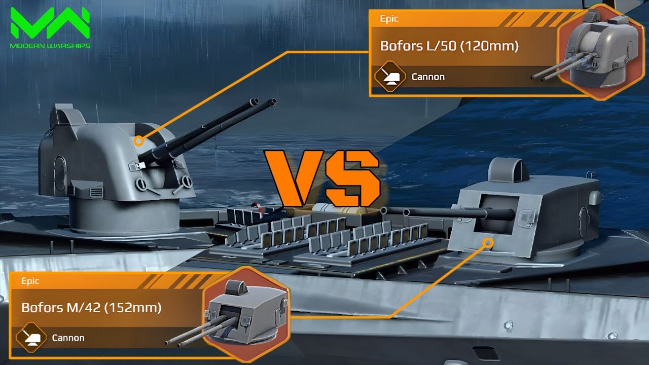 Bofors M/42 (152mm) VS Bofors L/50 (120mm) | Epic Cannon Comparison | Modern Warships