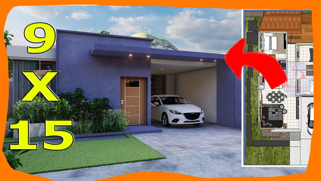 CASA DE 9x15 Metros con 3 DORMITORIOS (Fachadas de Casas Modernas)