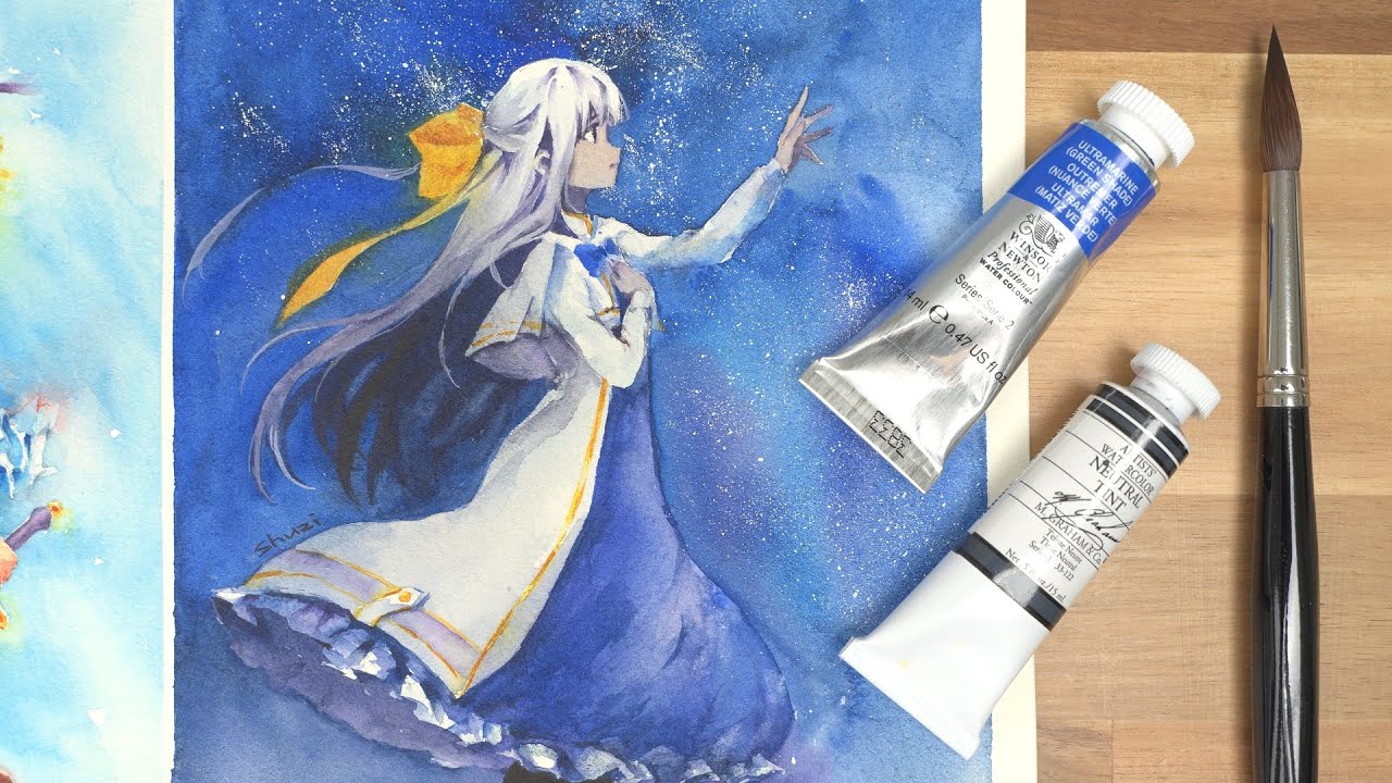 How to transform digital illustration to a watercolor painting [Euphy]