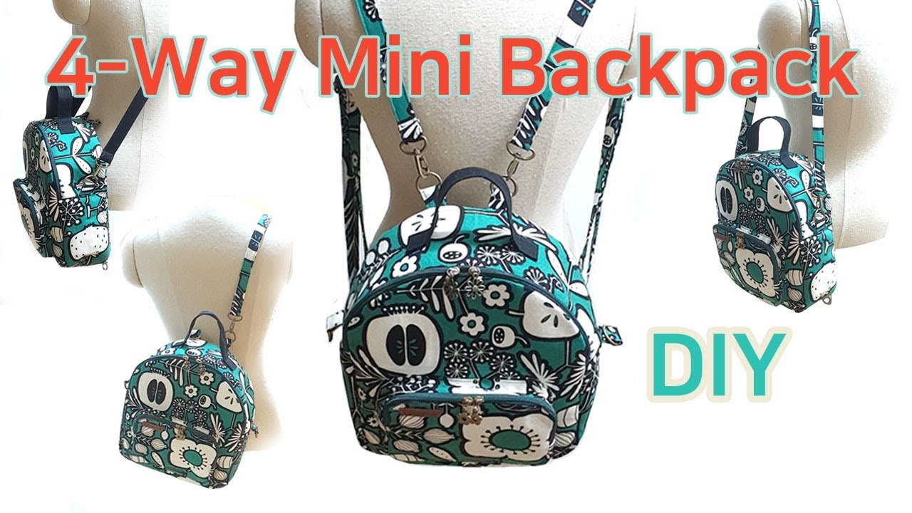 DIY 4-Way Mini Backpack/Mini Backpack tutorial/네가지로 사용할수 있는 미니백팩/백팩 만들기/Mini mochila tutorial