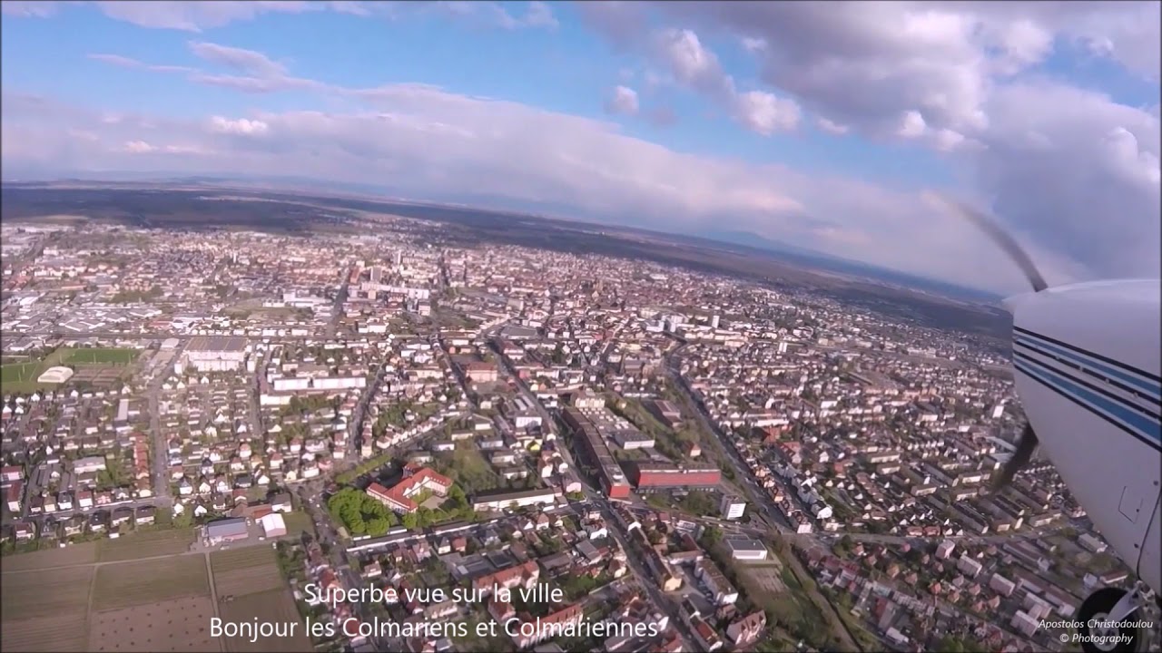 LFGA - Colmar, arrivée par le château de Haut Koenigsbourg, atterrissage piste 01