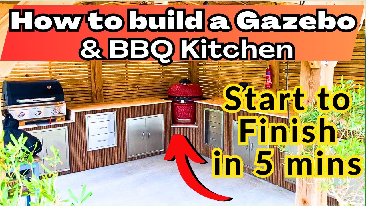 How to Build a Gazebo and BBQ Kitchen - Start to finish in 5 minutes
