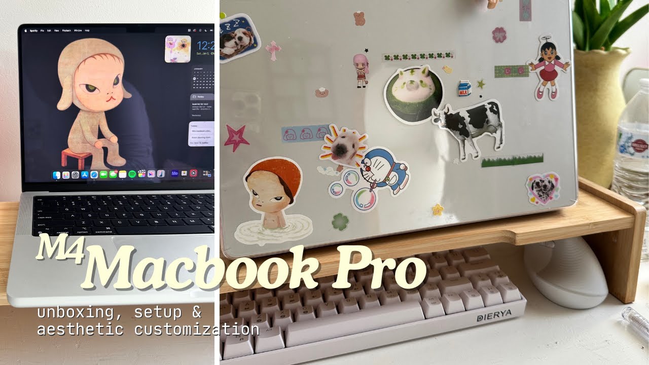 ˚🎐 MacBook Pro 14” M4 (Silver) Unboxing + Aesthetic Setup, Widgets & Customization 🖱️💻