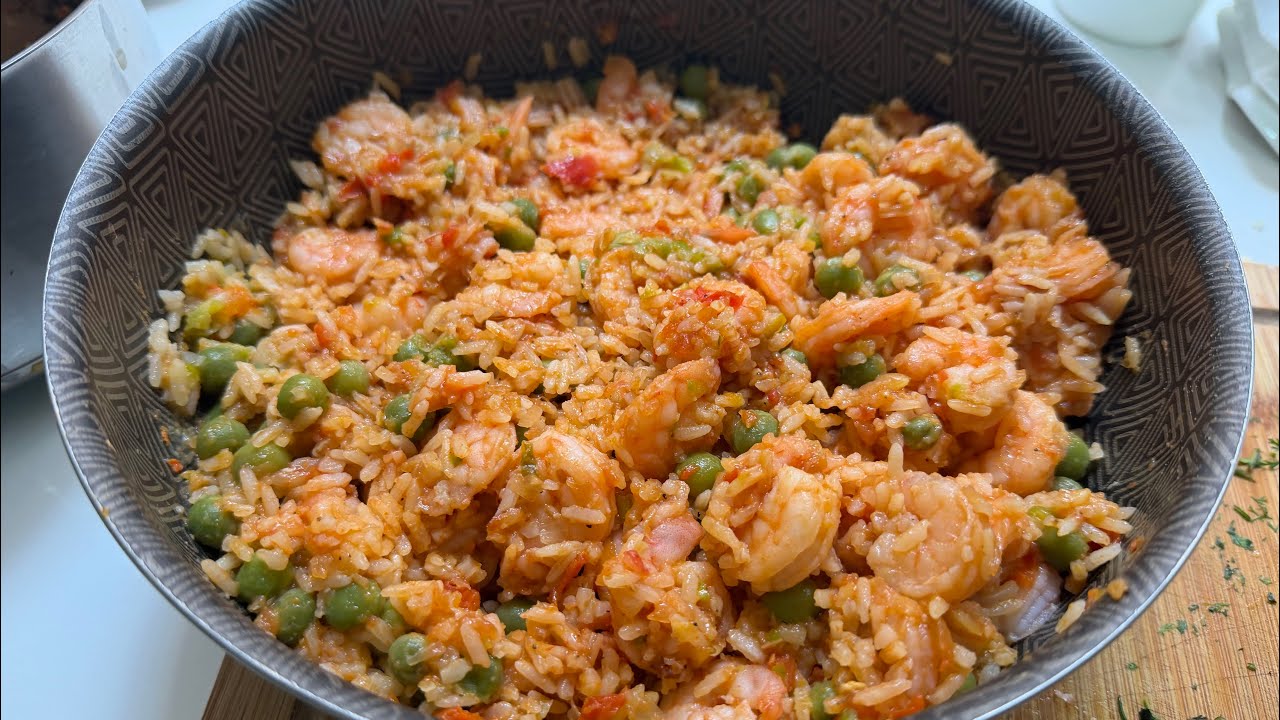 Arroz con camarones delicioso y fácil - Colombiano #camarones #arroz