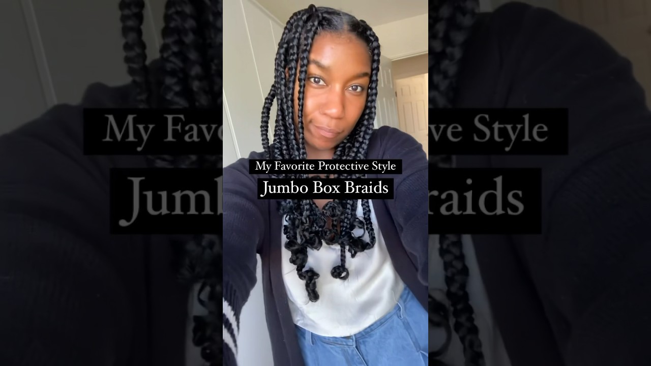 Jumbo Box Braids For Me 💯🫶🏾 What&rsquo;s your favorite EASY protective style? #boxbraids #naturalhair