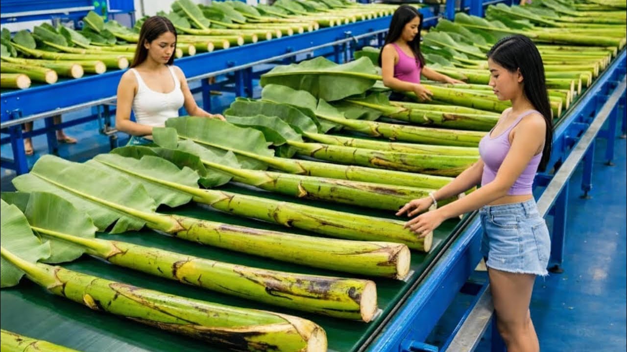 Inside the Largest High-Tech Banana Stem Factory You've Never Seen Before Full Process…