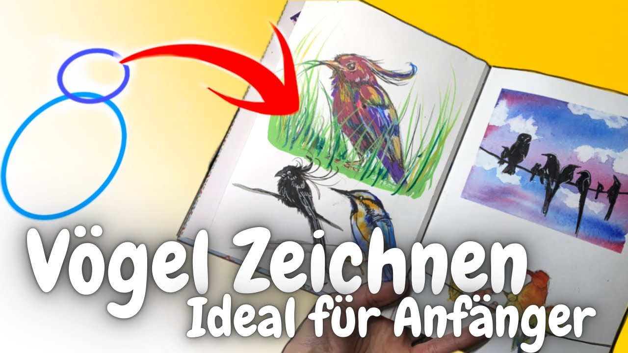 Vögel Zeichnen - Ideales Motiv für Anfänger - Viele Skizzenbuch Ideen ❤️ KreAktiv Kalender Tag 7