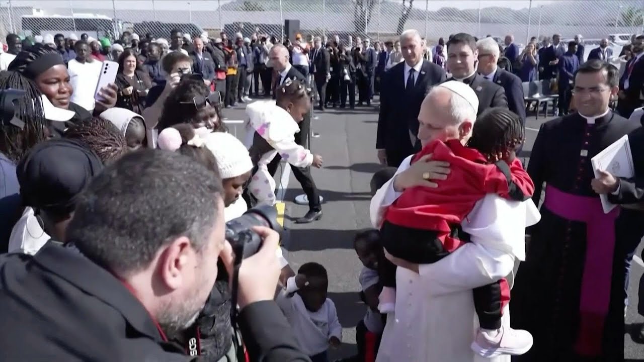 Pope Leo XIV meets migrants on the Spanish island of Tenerife | AFP