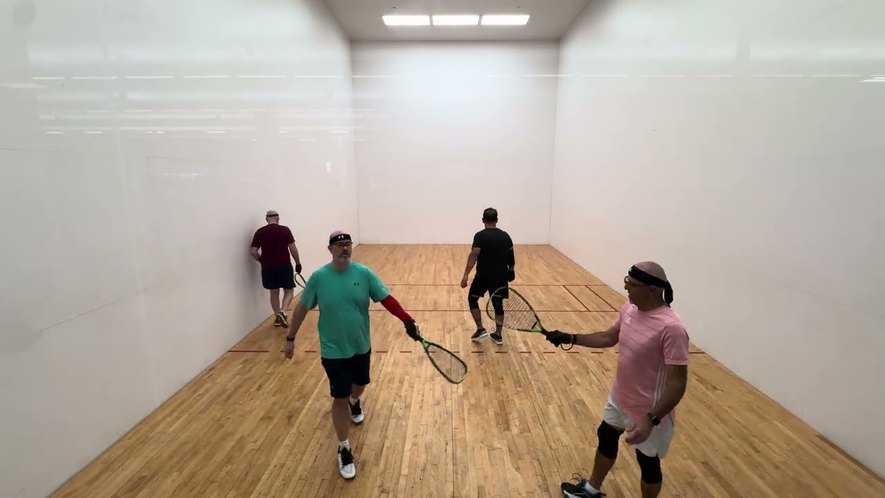 03.07.2026 2/3 short version Amir/Brandon vs. Robert/Peter doubles racquetball at LAF Austin TX. 