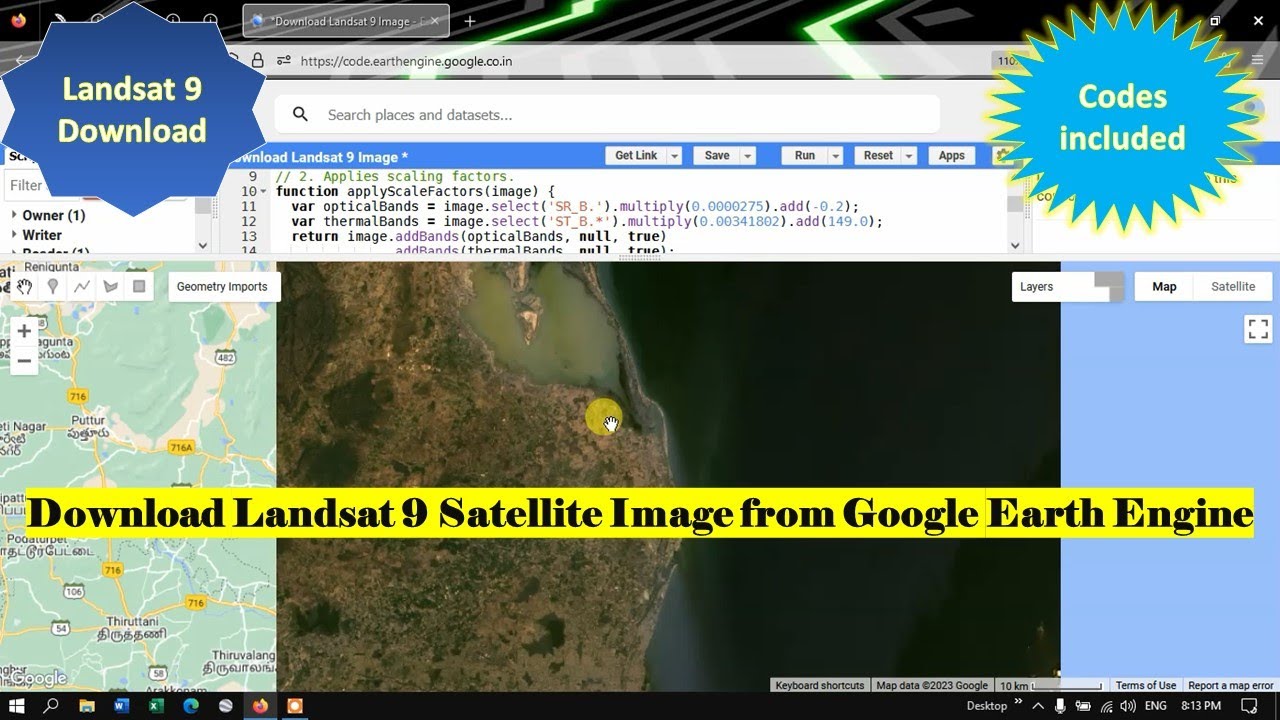 Загрузите спутниковый снимок Landsat 9 из Google Earth Engine: пошаговое руководство