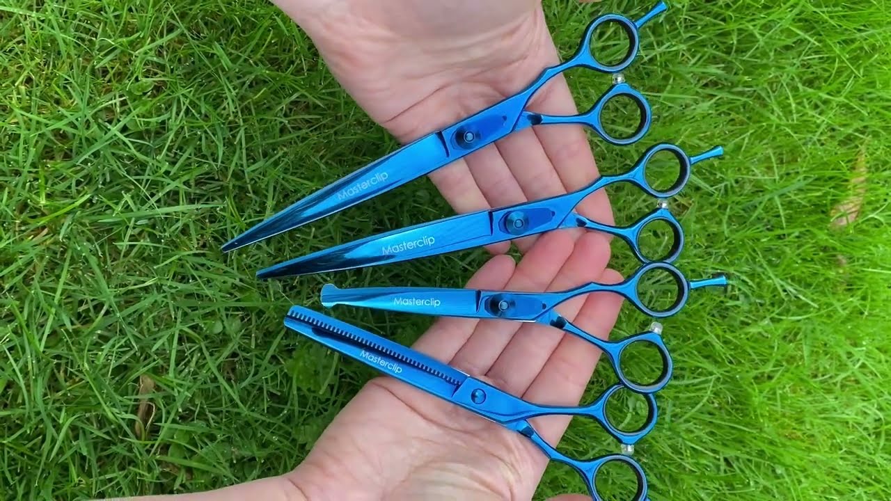 TOPAZ range of professional dog grooming scissors - Masterclip -  Premium Blue Titanium #doggrooming
