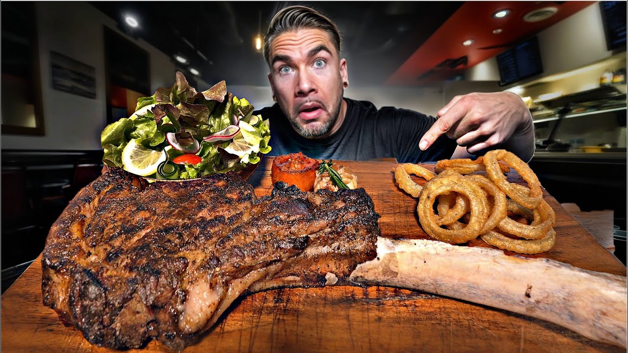 THE BIGGEST TOMAHAWK STEAK CHALLENGE I'VE EVER ATTEMPTED (฿3,500 PRICE TAG) | Joel Hansen