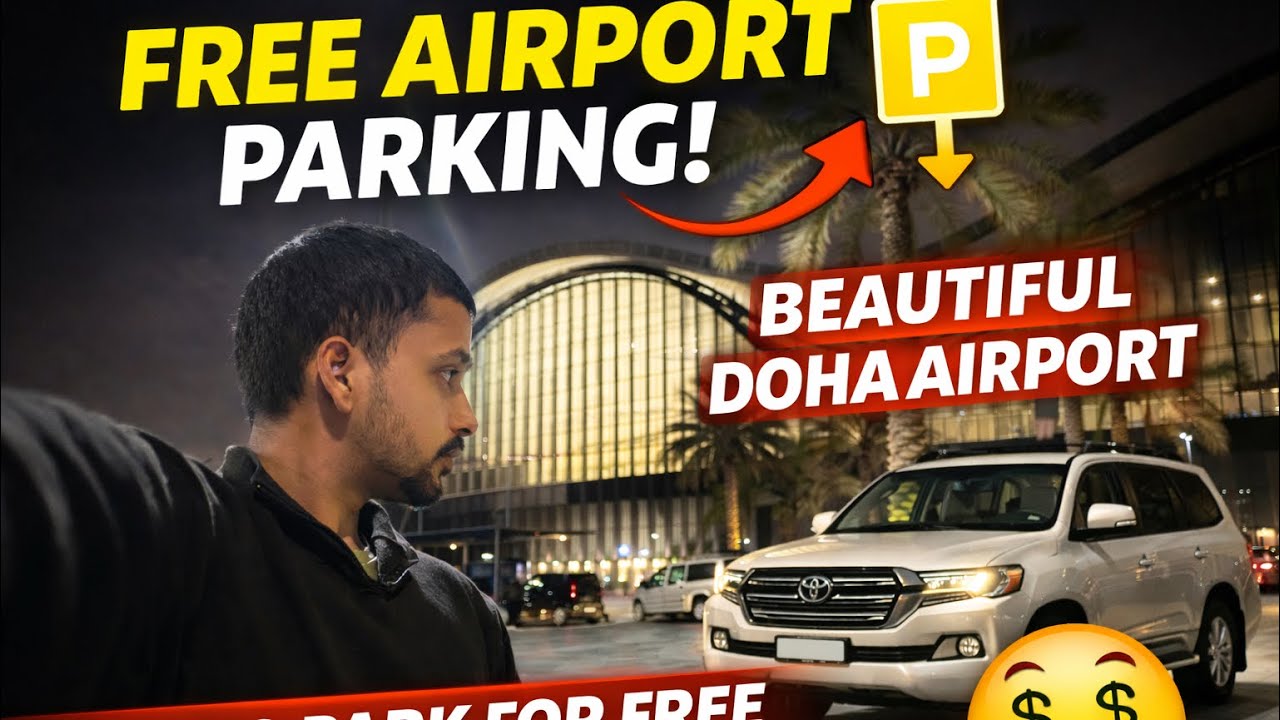 👉FREE Airport Parking in Doha 😲 | Qatar Airport Vlog | Land Cruiser 🇶🇦 🛬