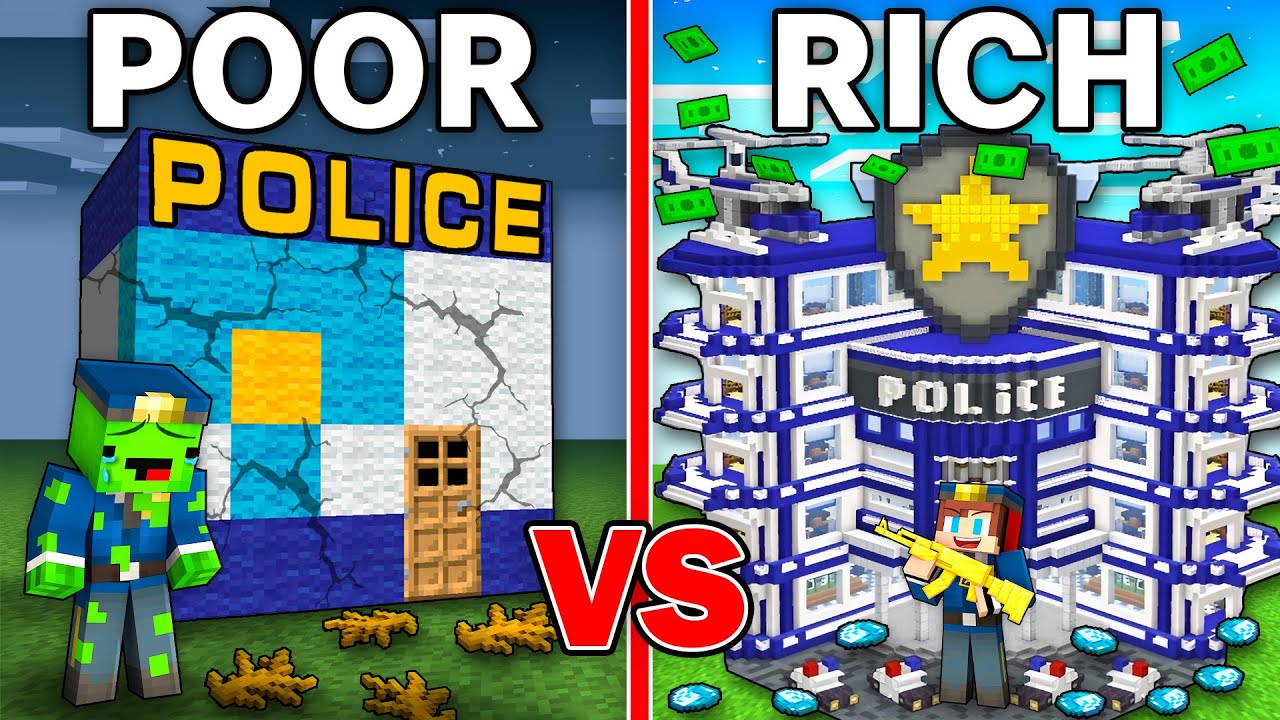 Mikey POOR vs JJ RICH Police Station Survival Battle in Minecraft - Maizen