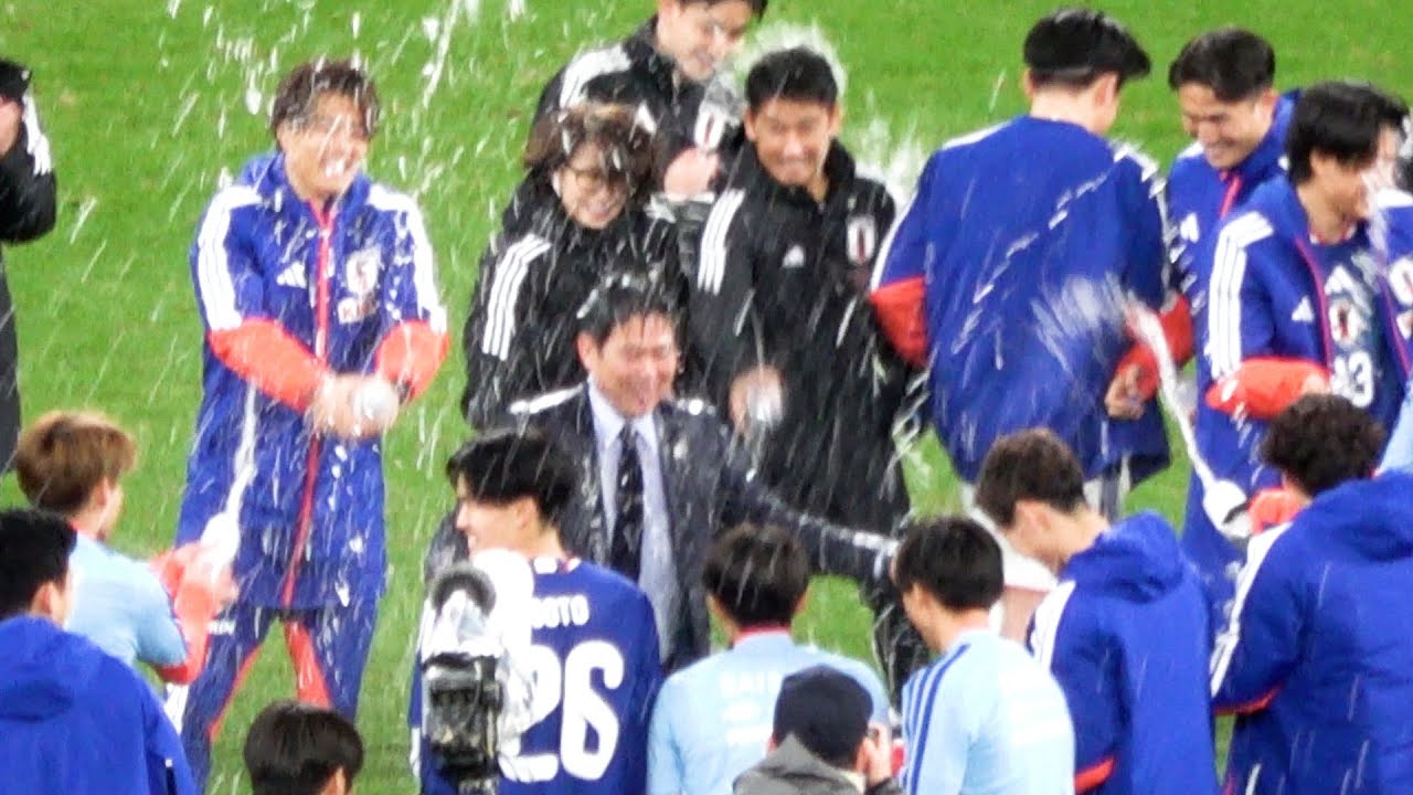 【キリンチャレンジカップ2025】日本×ボリビア 森保監督100試合目を勝利で飾りウォーターシャワーで祝う 現地映像