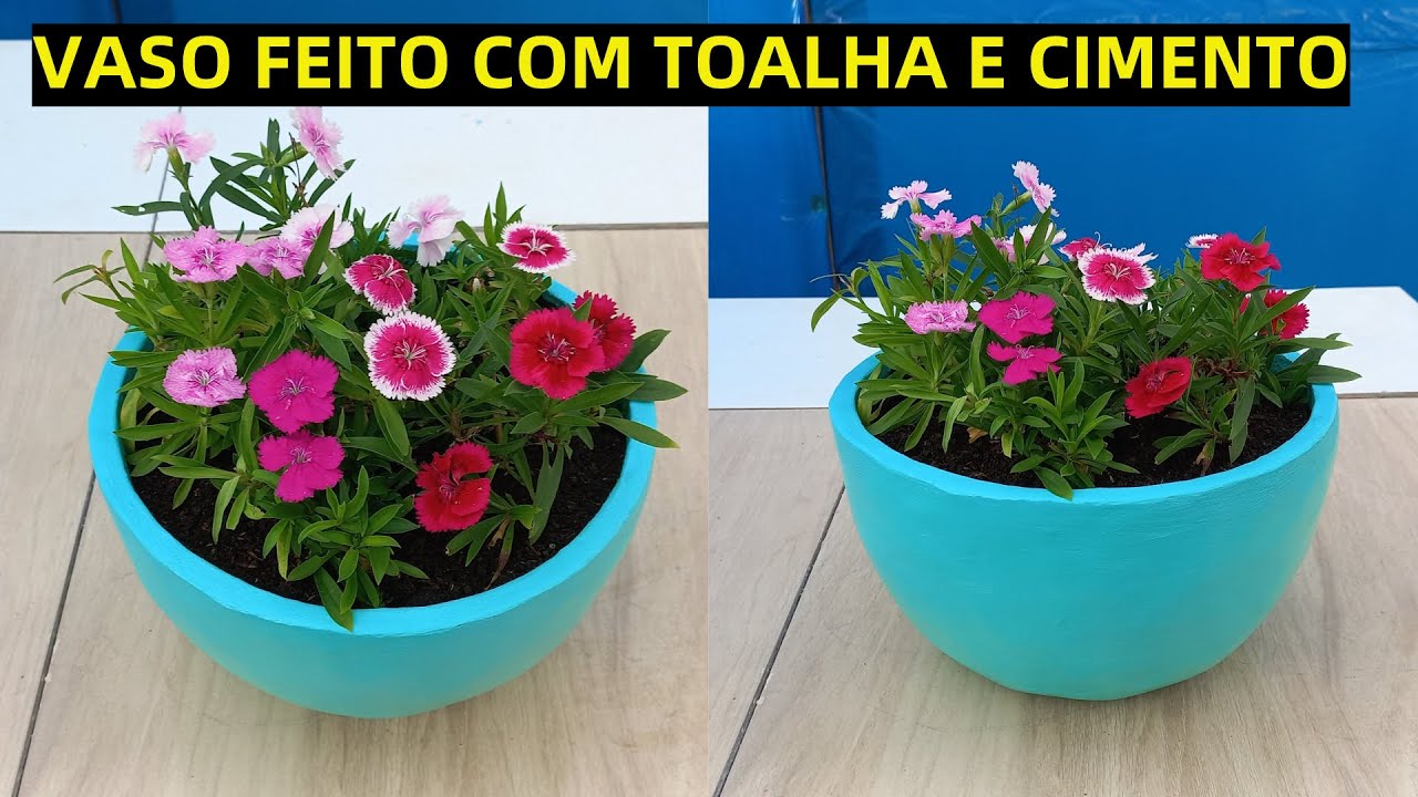 VASO FEITO COM TOALHA E CIMENTO FÁCIL DE FAZER,,,,VASE MADE WITH TOWEL AND CEMENT