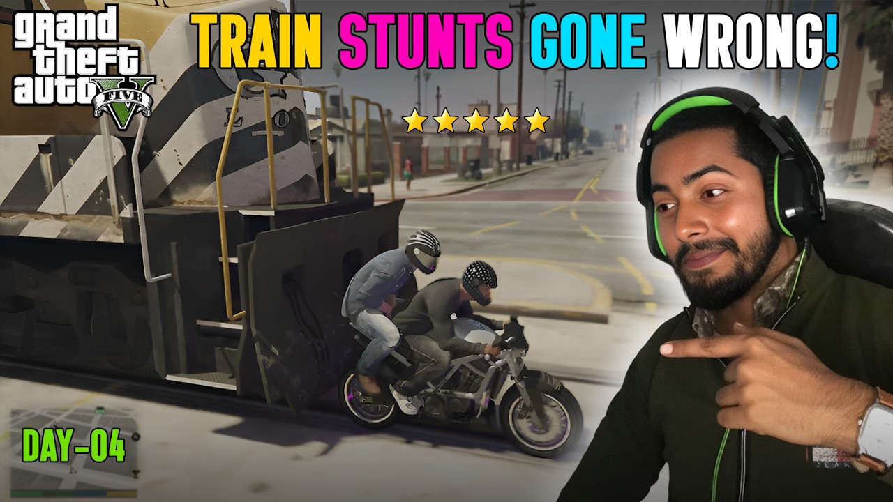 💥 Train Stunts Gone Wrong! | GTA 5 Michael & Franklin Funny Moments