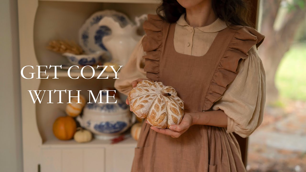 Romanticize November 🕯Pumpkin-Shaped Sourdough bread 🍞 with Homemade Pumpkin Soup 🎃 Cottagecore