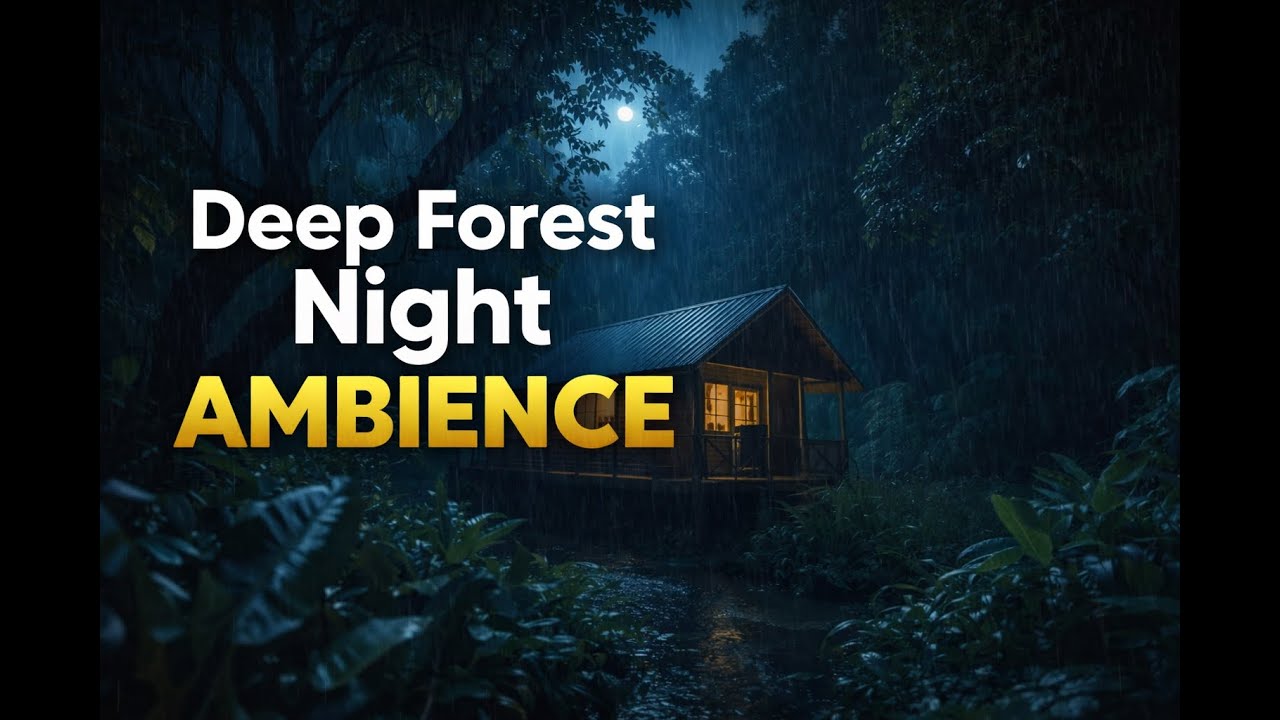 Moonlit Rain Cabin | Deep Forest Night Ambience for Sleep & Calm