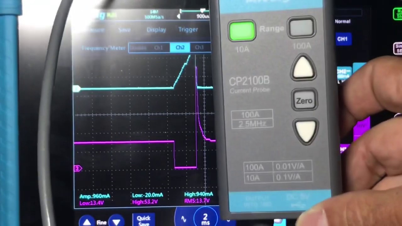 (Part 2) Micsig CP2100 Current Probe First Use Part 2 Fuel injector Voltage & Current