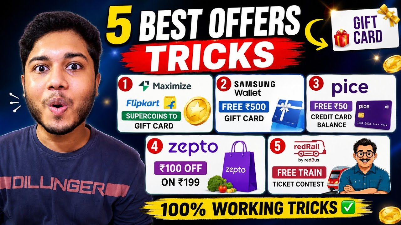 🔥 5 Best Offers Today | Free ₹500 Gift Card From Samsung, Flipkart SuperCoins Trick, Zepto ₹100 Off