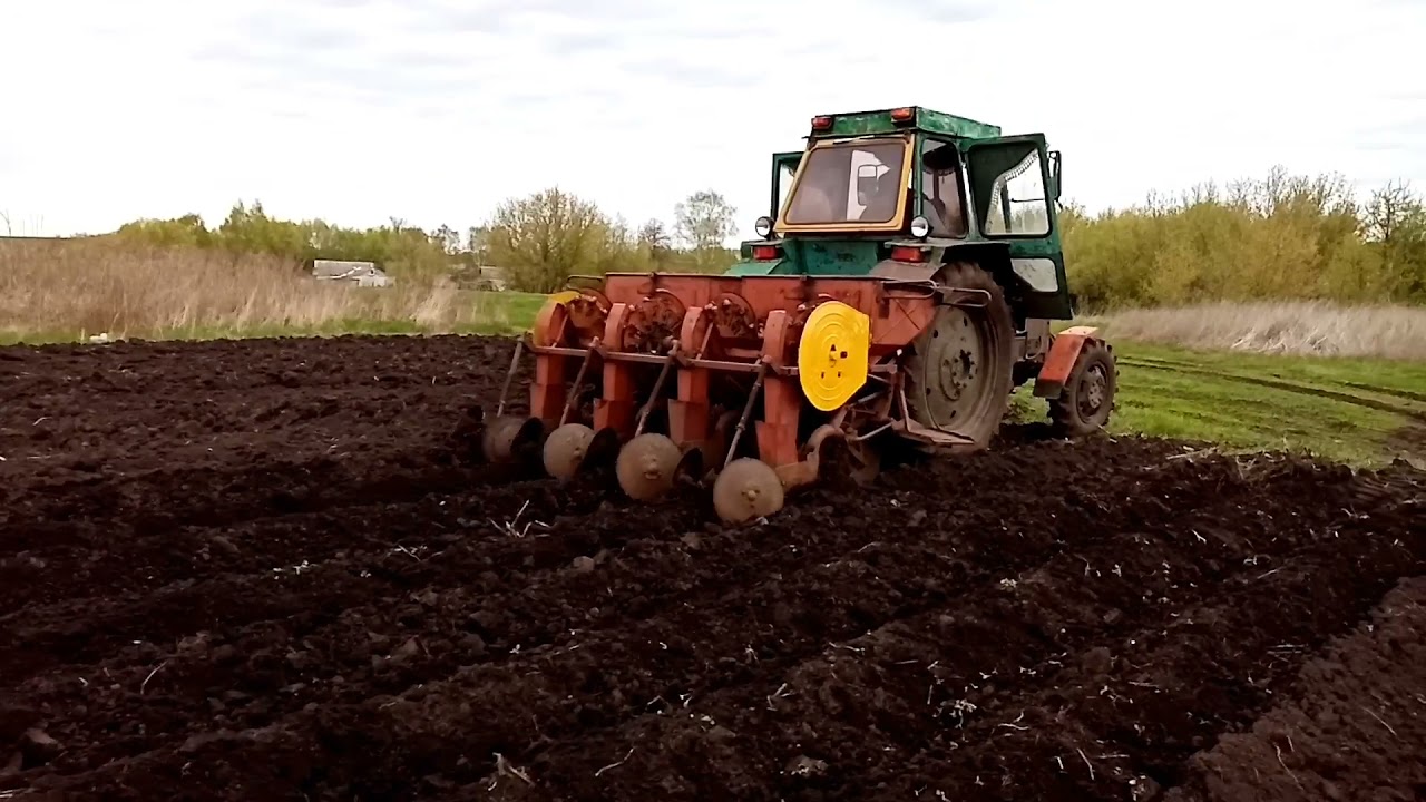 Посадка картофеля сажалкой и трактором Лтз60. Быстрая посадка!!