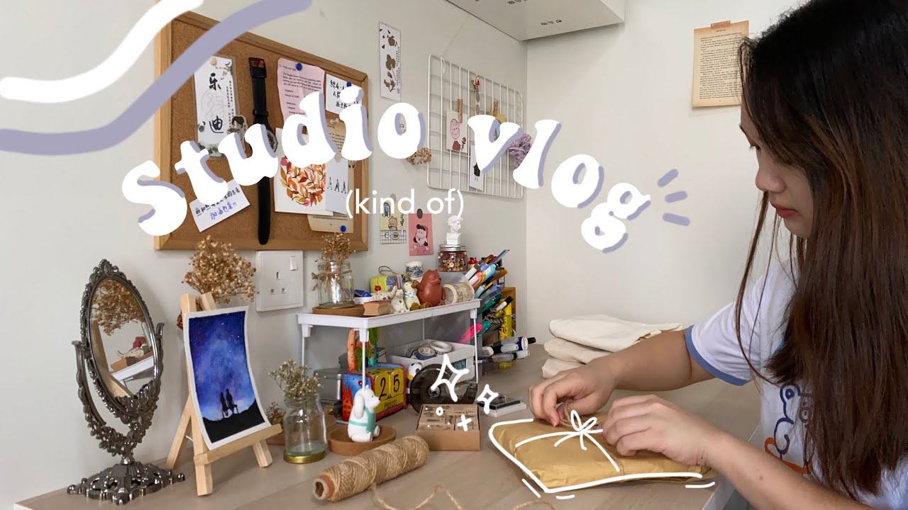STUDIO VLOG| starting my smol business💌Packing orders, handpainted tote bags, handmade cards