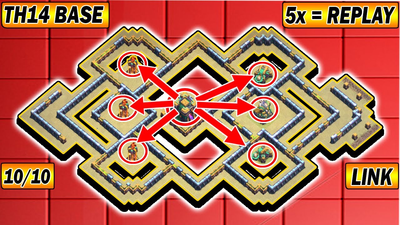Only 1 Star Th14 LEGEND Base + REPLAY With Link👌Unbeatable Th14 Base Link | Anti 1 Star Base TH14